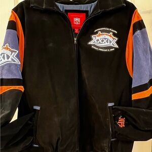 NFL Super Bowl XXXIX Suede Black Embroidered Jacket - Size XL